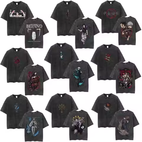Men Women Short Sleeve T Shirt Fashion Casual Cotton T-Shirt Anime Jujutsu Kaisen Toji Fushiguro Graphic Vintage Washed T-shirts