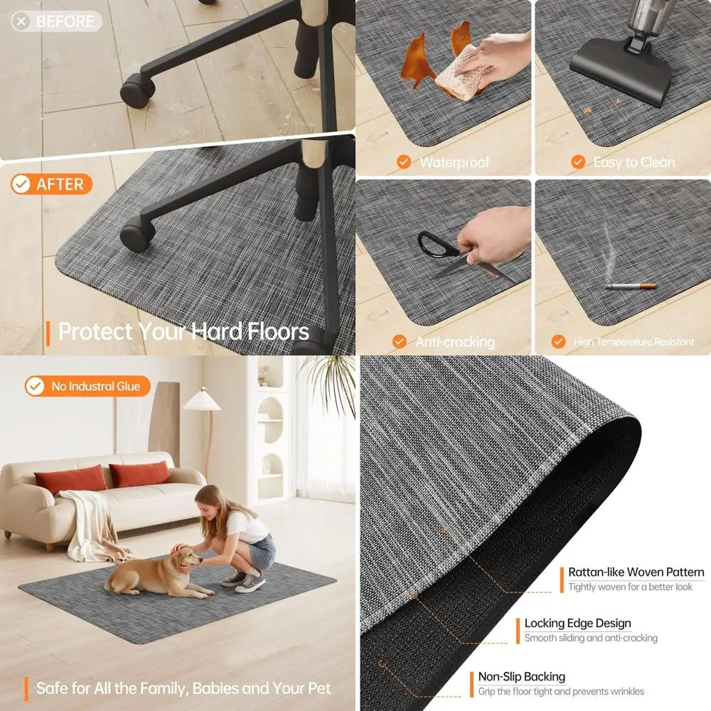 

45x53 Clear Chair Mat for Hardwood and Tile Floors, Anti-Slip Desk Rug for Rolling Chairs