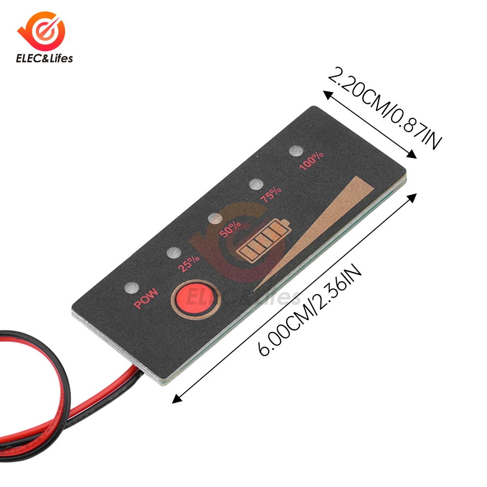 3S 12 V Lithium-Batterie Power Display Board Wasserdichte Panel 5 LED Power Anzeige Lichter Mit Verpolungsschutz
