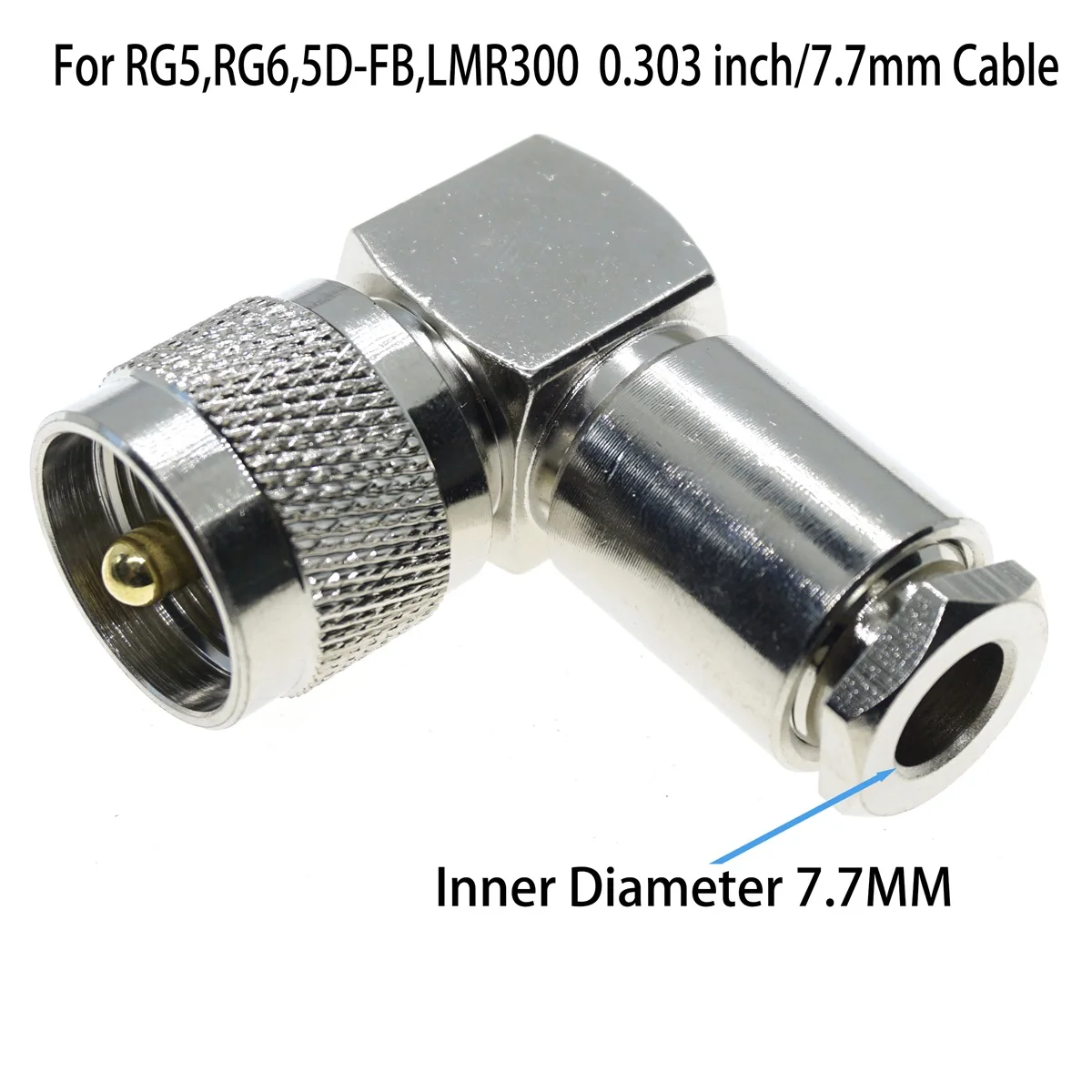 1x UHF męski PL259 PL-259 Zacisk 90 stopni do RG5 RG6 5D-FB LMR300 Przewód koncentryczny Kabel koncentryczny Kąt prosty RA Złącze RF — zdjęcie 2