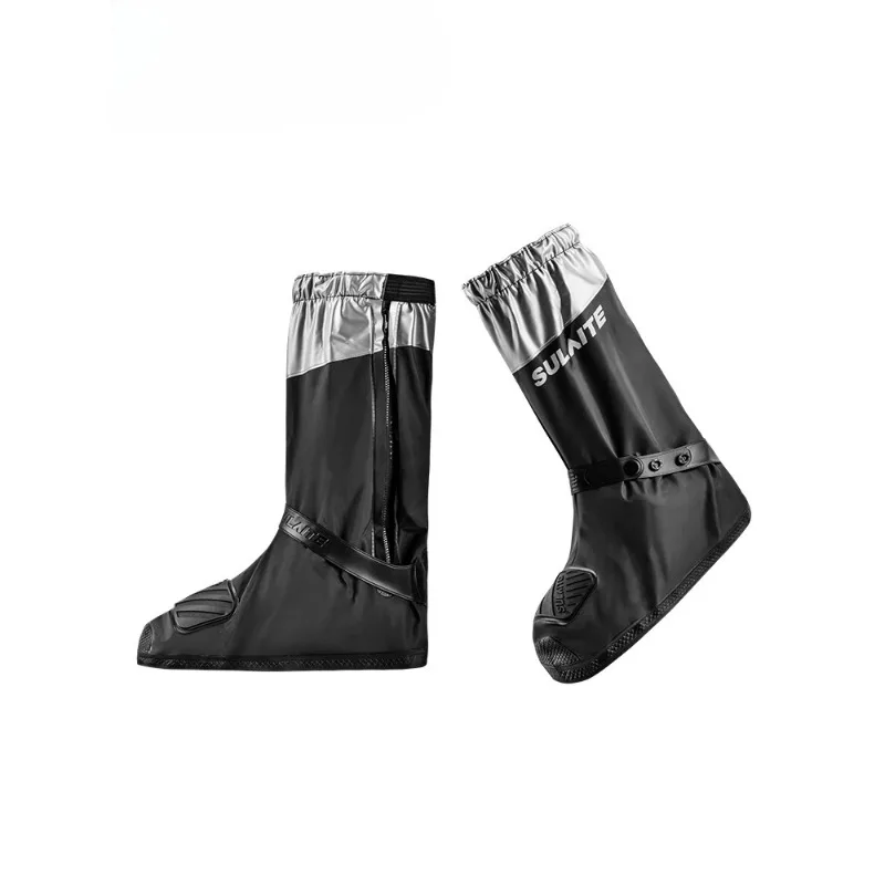 SULAITE Motorcycle Rain Boots Waterproof Shoe Cover Reflective Cycling Shoe Protection Reusable Motorcyclist Protective Gear