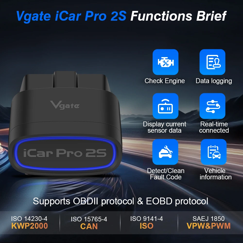 New Vgate ICar Pro 2S ELM327 Bluetooth 5.2 V2.3 For Android IOS PC Upgraded OBD2 Car Diagnostic Tools OBDII EOBD Auto Scanner