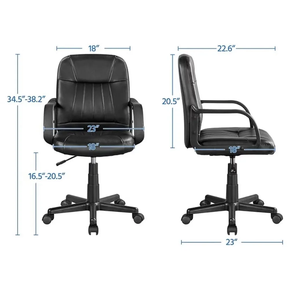 Adjustable Faux Leather Swivel Office Chair Black Furniture Computer Armchair Chairs Gaming Cheap Cushion Very Comfortable