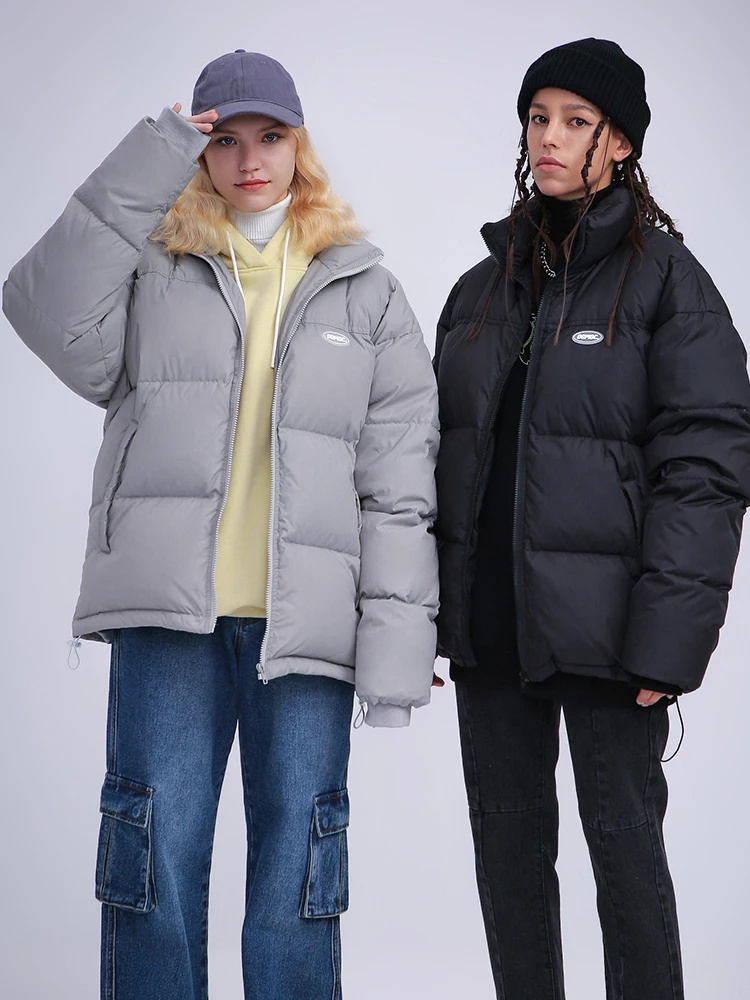 

Bla ort Women's down Jaet Student Sle Du Feather Warm Faionable Streetwear Straight Cut 2023 Winter Memory Fabric