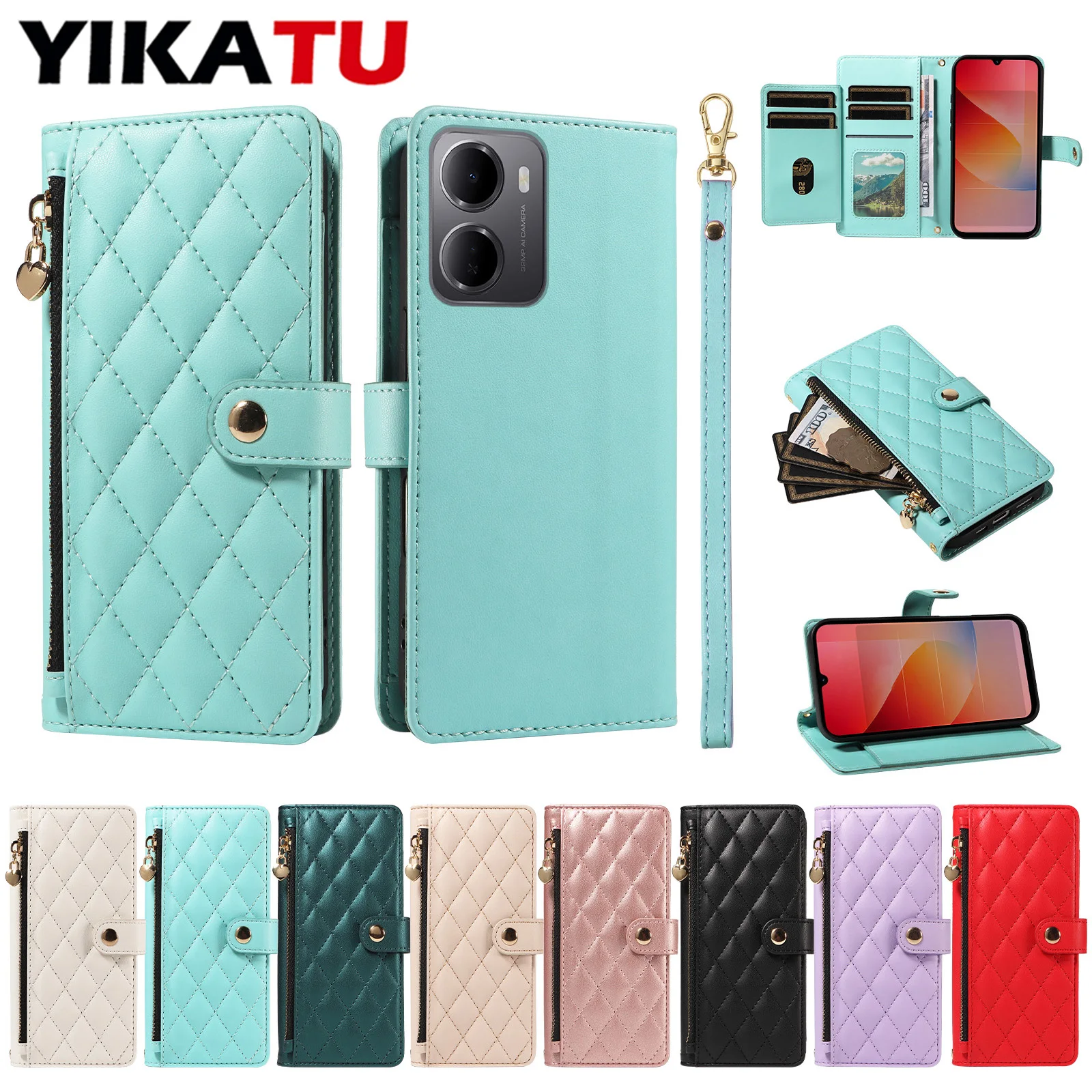 

Magnetic Leather Zipper Wallet Case For Xiaomi Redmi 15C 15 14C 13X 13R 13C 13 12C 12 11A 10C 10 Prime 9i 9AT A5 A4 A3 4G 5G
