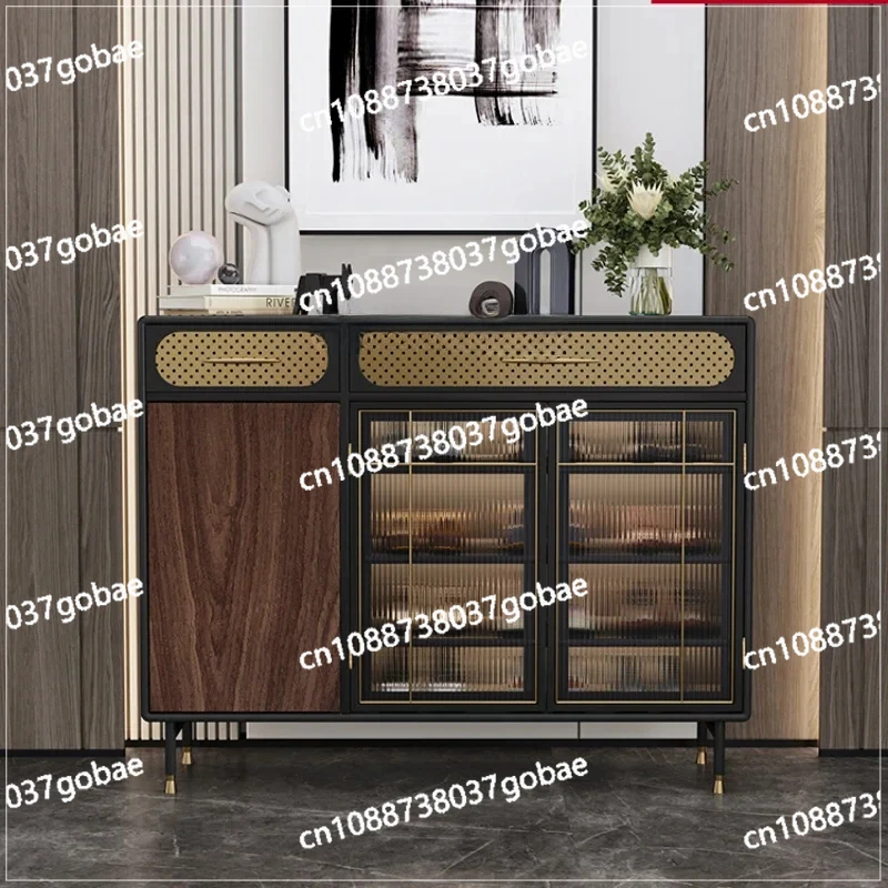 ZK light luxury shoe cabinet entrance modern simple entry door solid wood storage medieval glass storage cabinet