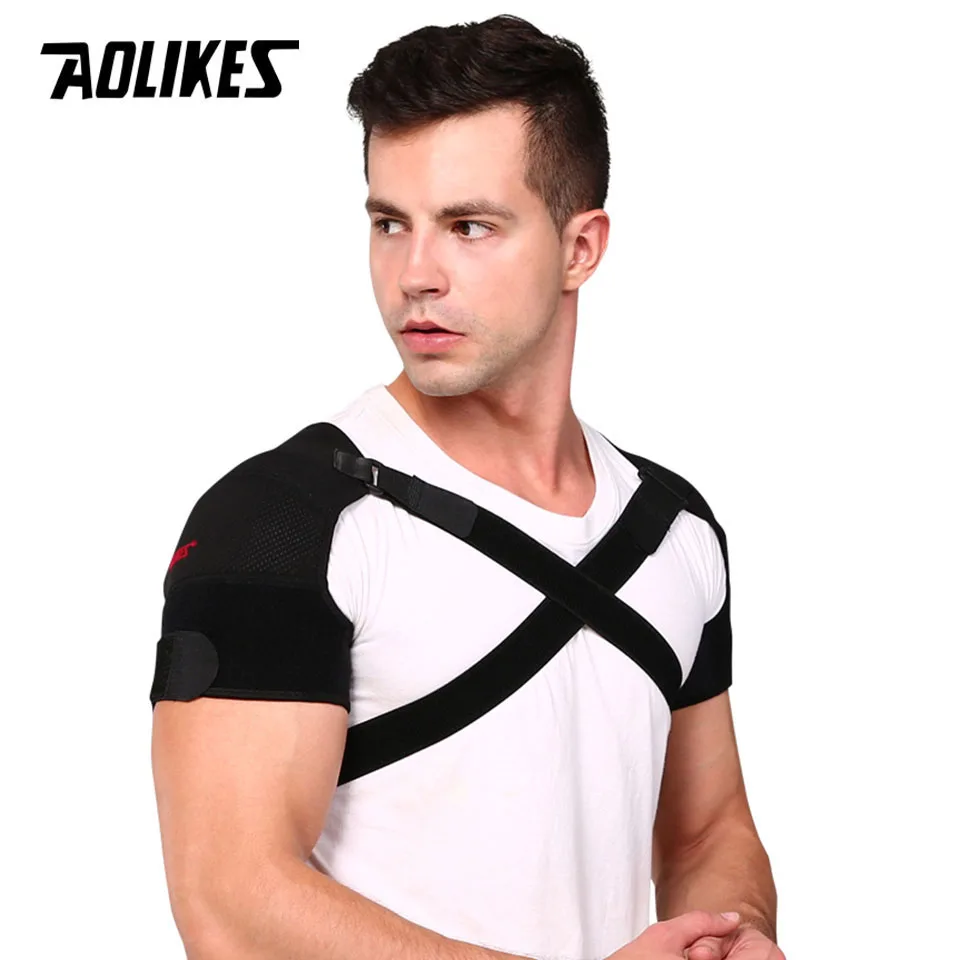 AOLIKES Double Shoulder Brace Adjustable Sports Shoulder Support Belt Back Pain Relief Double Bandage Cross Compression