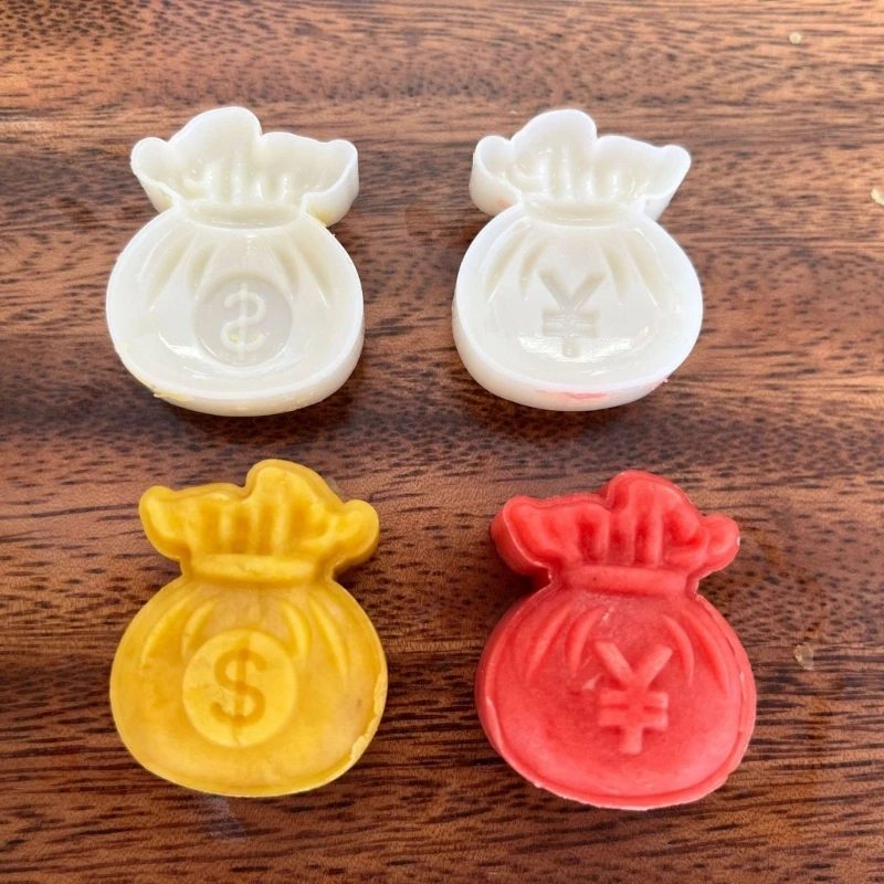 50g Purse dollar Shaped Mooncake Stamp Mooncake Moulds Baking Accessories Kitchen Gadget Plastic Material for New Year Festival