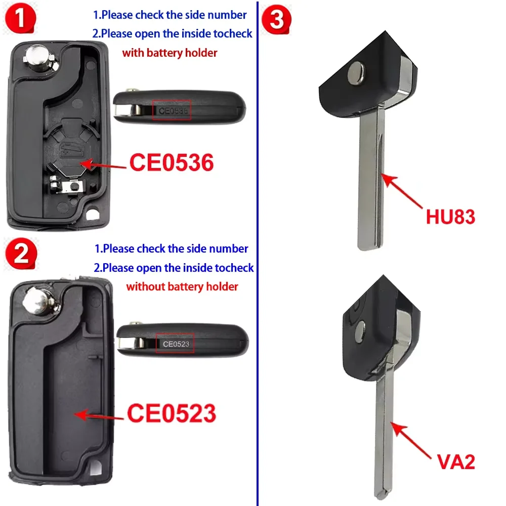 YOCASTY Remote Key Case For Peugeot 207 307 308 407 607 807 For Citroen C2 C3 C4 C5 C6 Flip Folding Car Key Shell 2/3/4 Buttons