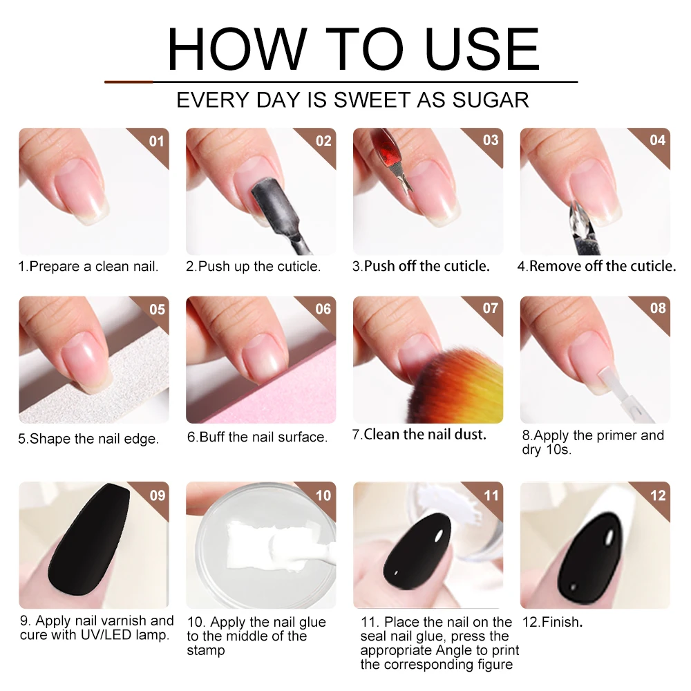 LIMEGIRL 8-ml-Gel-Nagellack-Set mit eingeprägtem French-Nagelkunst-Design, schwarz-weißes, einweichendes UV-Gel-Nagellack-Maniküre-Set