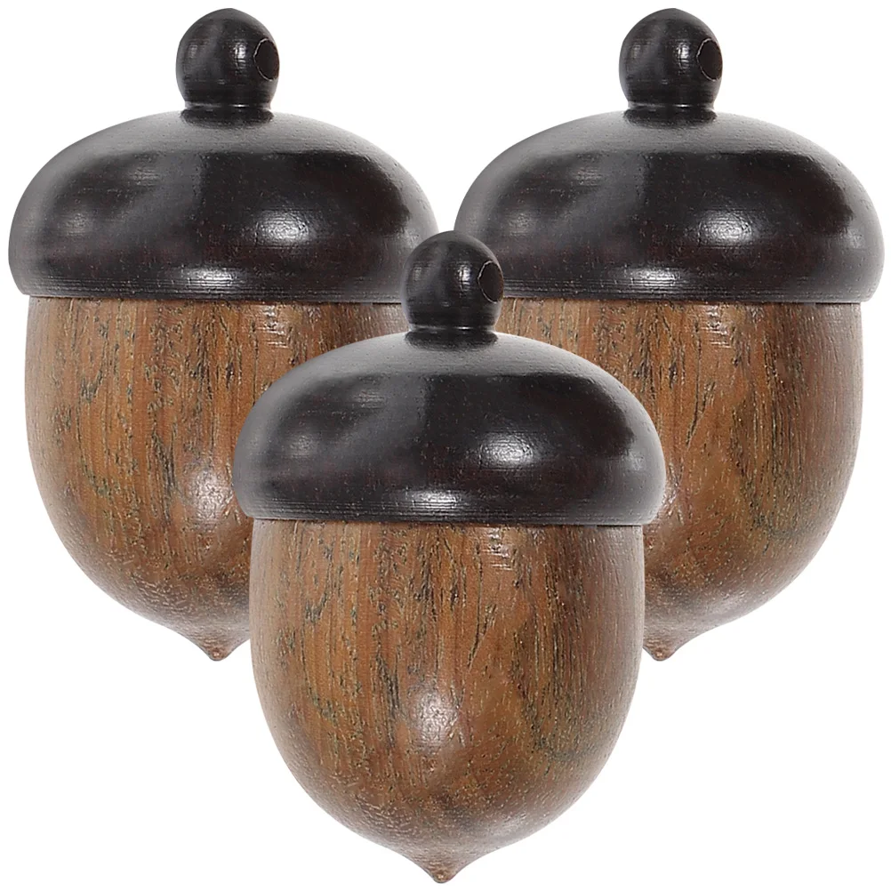 

3 Pcs Color-blocked Wood Nut Christmas Tree Ornament Acorn Decorations Wooden Acorns Crafts Jewelry Making Charms Diy Acorns
