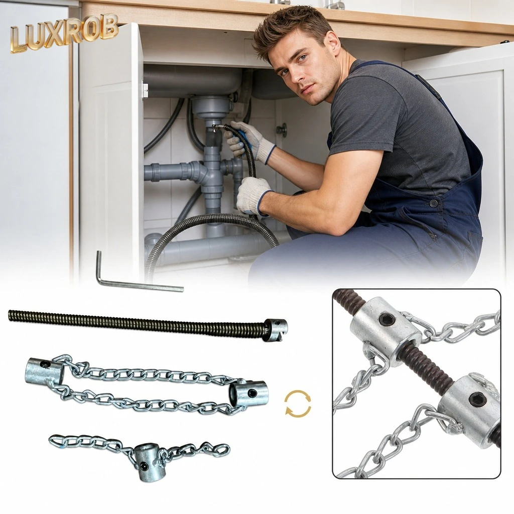 Chaîne de dragage flexible pour égouts - Outil de détartrage de tuyaux pour déboucher les éviers et éliminer les blocages