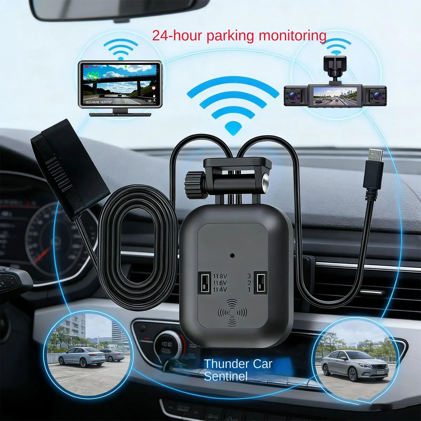 For  Street Parking Parking Monitoring Power Cable Automotive Recorder Cord Radar Detector Charger Cable For SUV Truck Sports