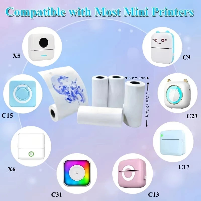 Mini Print Self-Adhesive Paper with Blue Printing Effect, Suitable for Study Notes, Work, Photos, to-do Lists, Memos Inkless