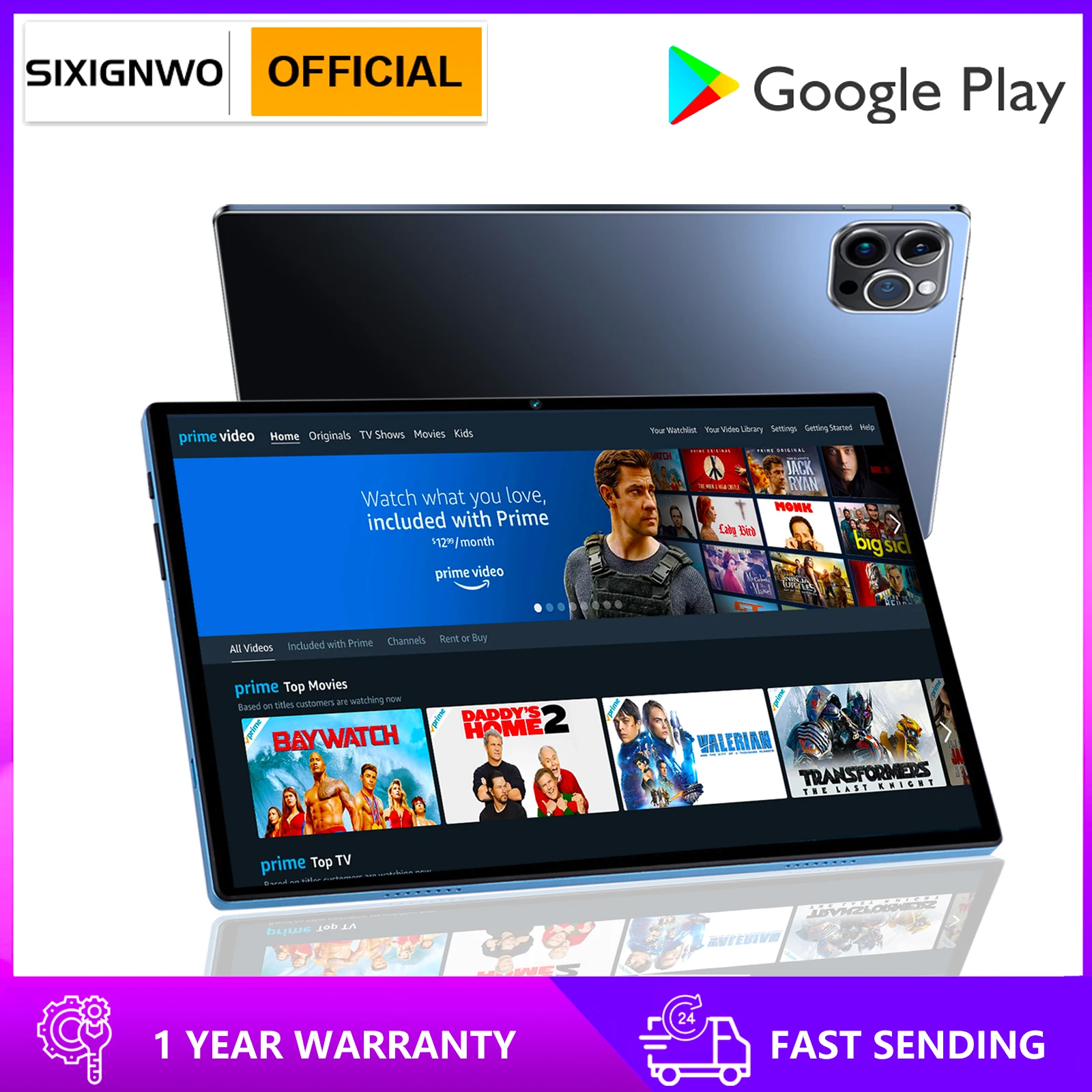 SIXIGNWO 태블릿, 10.1 인치 FHD + TUV 라인랜드 인증 디스플레이, 4GB + 64GB 옥타코어, 전화 통화, 안드로이드 패드, 13MP 카메라, 6500mAh 태블릿