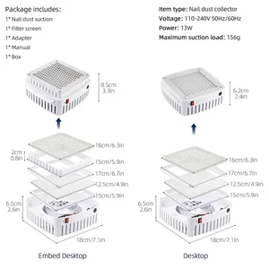 جامع غبار الأظافر المدمج الاحترافي ، مكنسة كهربائية للأظافر المكتبية ، مكتب مانيكير أظافر جل ، مروحة عادم مع فلتر أفضل 12 مسدسات جل مبيعا - رقم 12