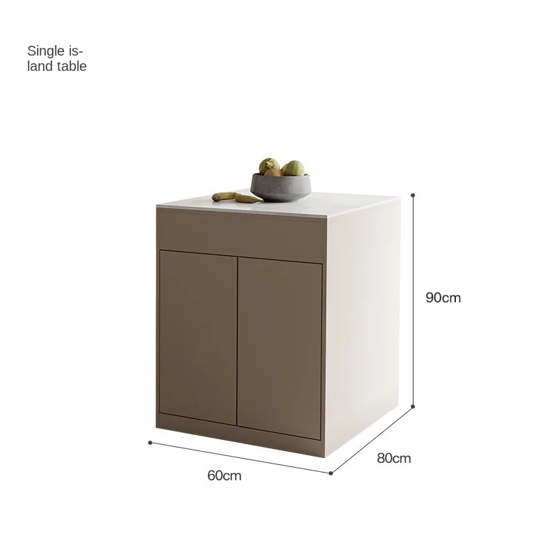 Multi-Functional Retractable Stone Plate Kitchen Island Dining Table Integrated Minimalist Locker for Small Apartment