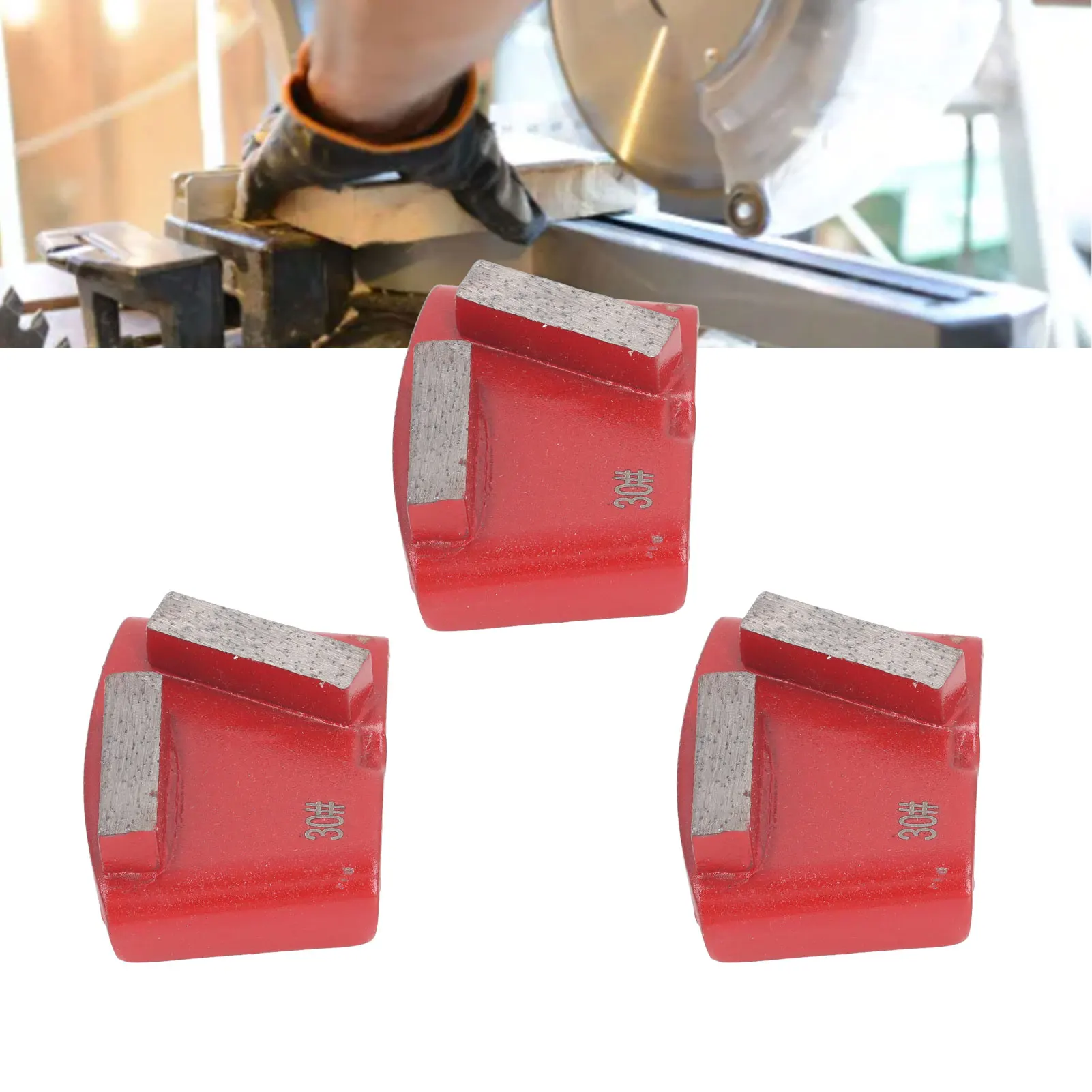 

Red Diamond Grinding Shoes Trapezoid Diamond Grinding Shoes 2 Long Teeth Grinding Tool for Concrete Floor Polishing 30 Grit