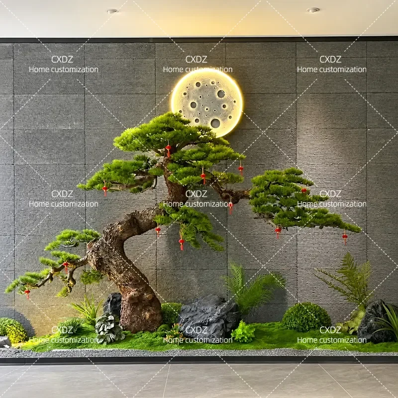 New Chinese style simulated welcome pine pine modeling tree indoor landscaping fake tree courtyard zen large ornament