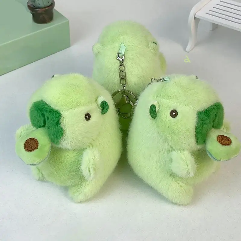 Plush Capybara Keychain Ornament Avocado Capybara Keychain Pendant Stuffed Drawstring Design Cute Bag Decoration Vibration