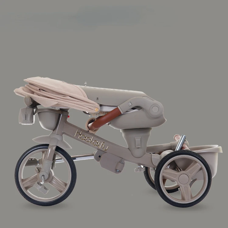 Triciclos de luz musical giratoria para niños, triciclo plegable bidireccional para niños de 1 a 3, bicicleta de bebé de 3 ruedas