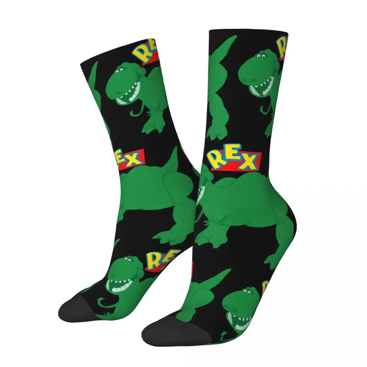 Funny Crazy compression Toy Dinosaur Sticker Sock for Men Hip Hop Harajuku Toy Story Happy Quality Pattern Printed Boys Crew