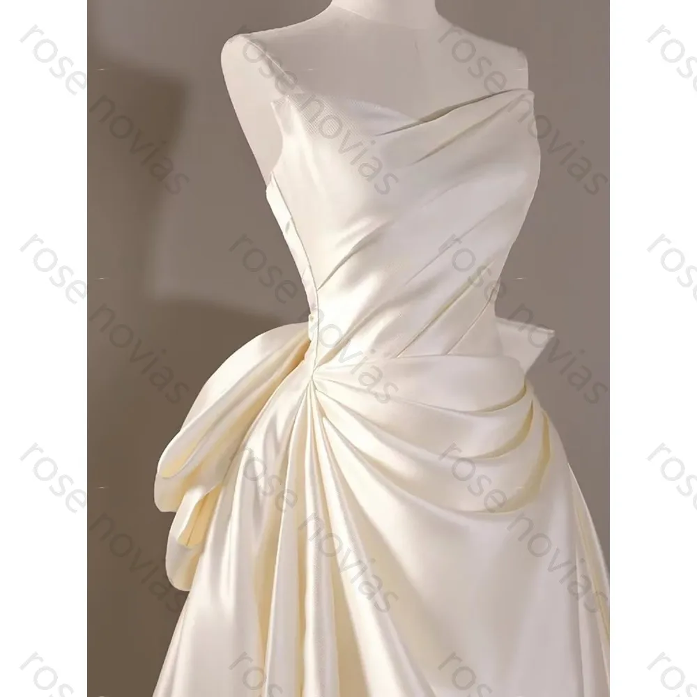 Customized Satin Wedding Dresses Sweetheart Bow Elegant A-line the Floor-Length High Quality for Bespoke Occasion Party Dress
