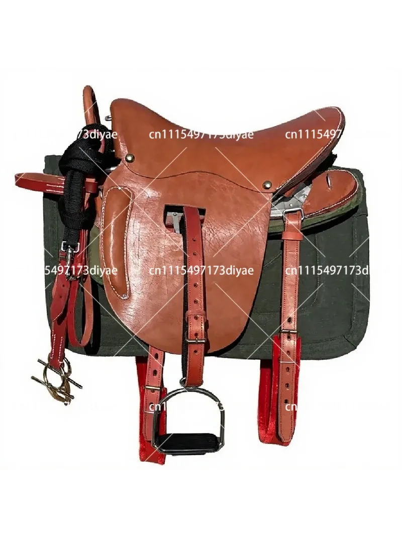 Western Horse Saddle Full Set with Cowhide Leather Armrest Trail Riding Tack