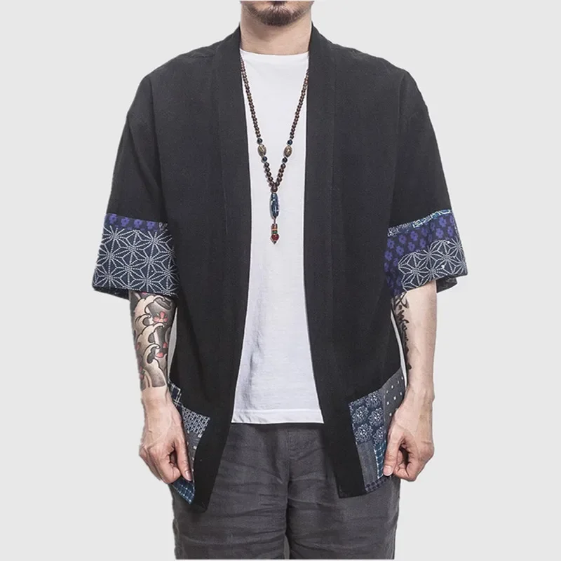 

2024 Summer Cotton Linen Vintage Clothing Men's Kimono Japanese Kimonos for Men Haori Japan Shirt Men Hanfu Clothes