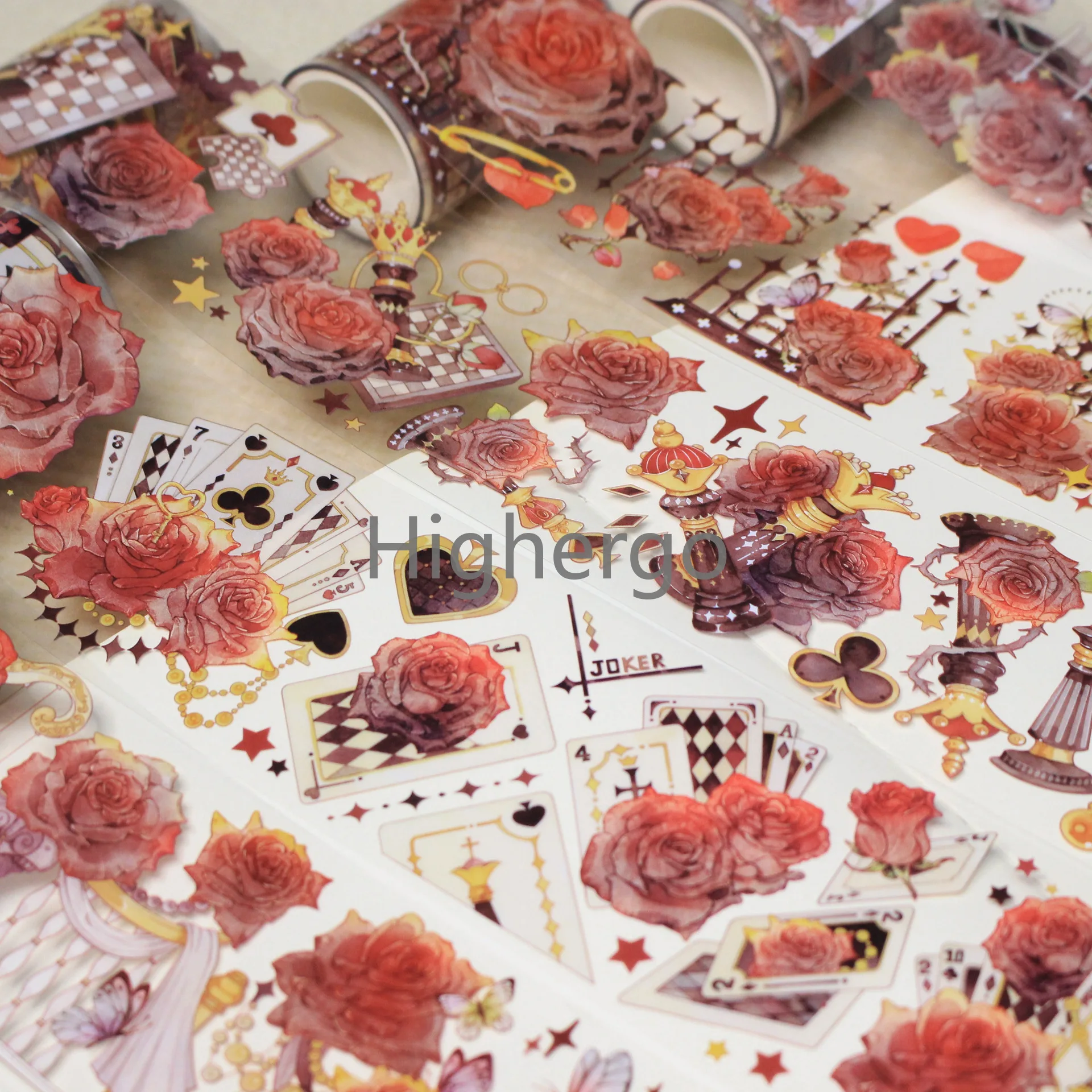 5/6Rolls Vintage Rose Flowers PET Tape Transparent Butterfly Jellyfish Masking Tape for Sticker Scrapbooking Journal Decoration