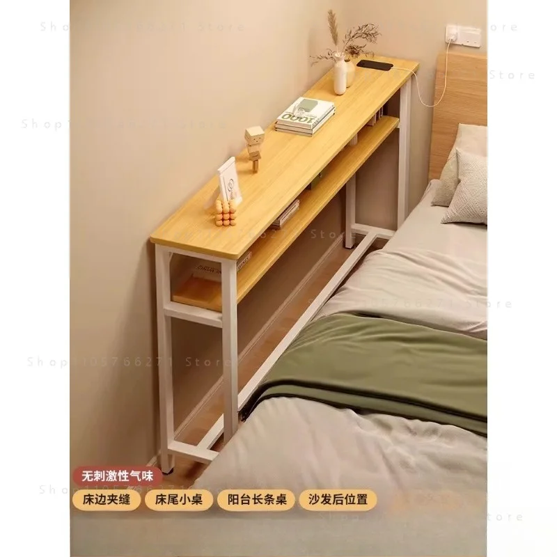 Bedroom bedside table against the wall with extremely narrow gaps, long narrow edge table partition frame,space saving furniture