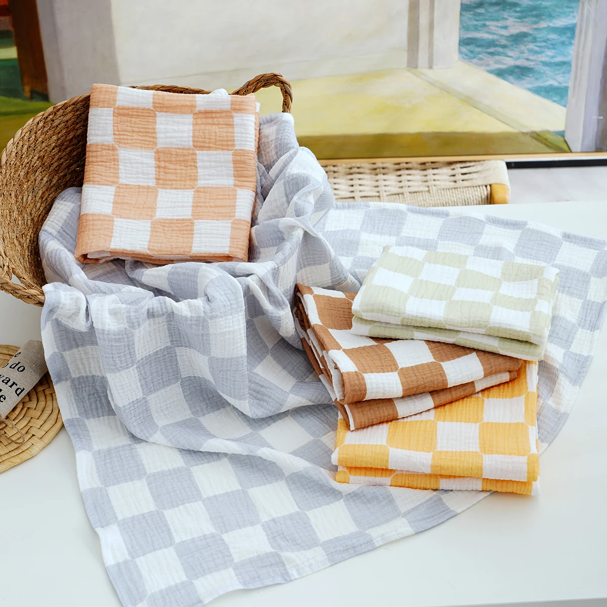 Kangobaby #My Soft Life#  1 Pc Double-Layered Baby Swaddle Blanket Soft And Breathable With Fashion  Patterns Baby Bath Towel