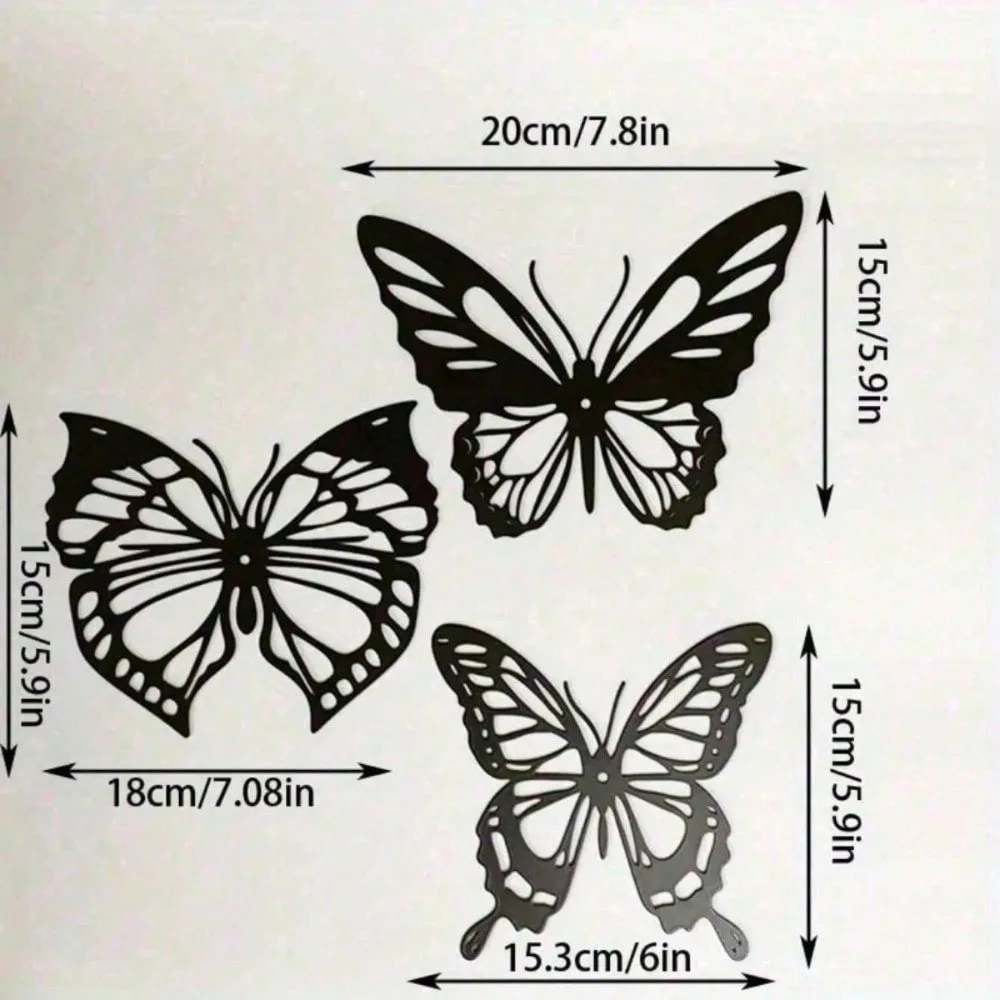 Set of 3 Vintage 3D Butterfly Metal Wall Art | Rustproof Farmhouse Decor for Living Room Bedroom