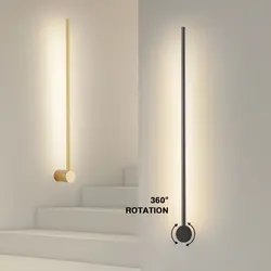 360° Rotation LED Wall Lights Black Gold Interior Wall Lamps Minimalist Living Room Bedroom Indoor Wall Sconce Corridor Aisle