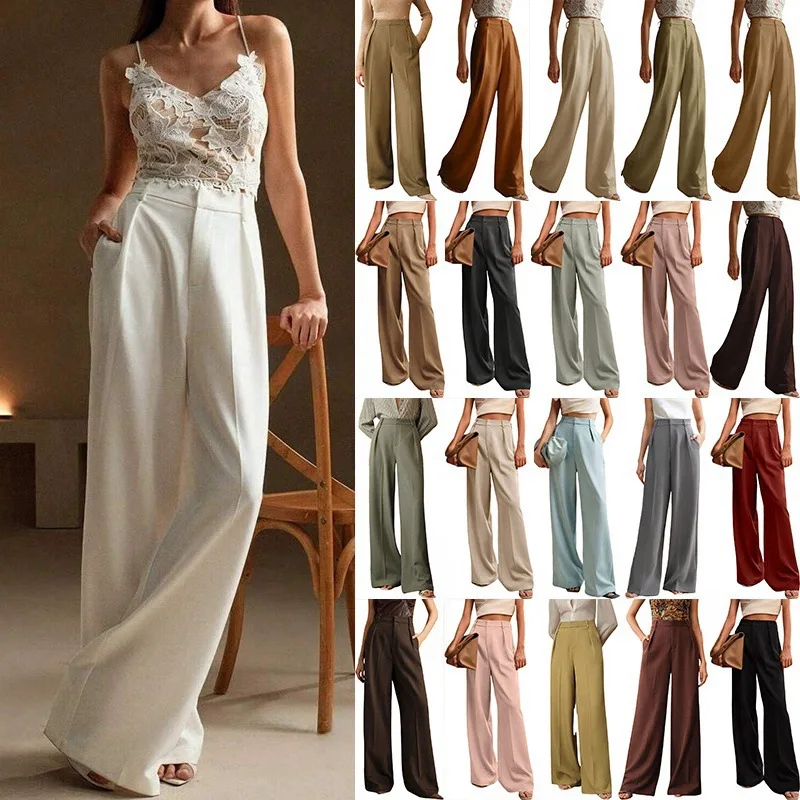 

European & American Cross-border E-commerce New High-Waisted Suit Pants, Best-Selling New Women's Clothing, Casual Loose Straigh