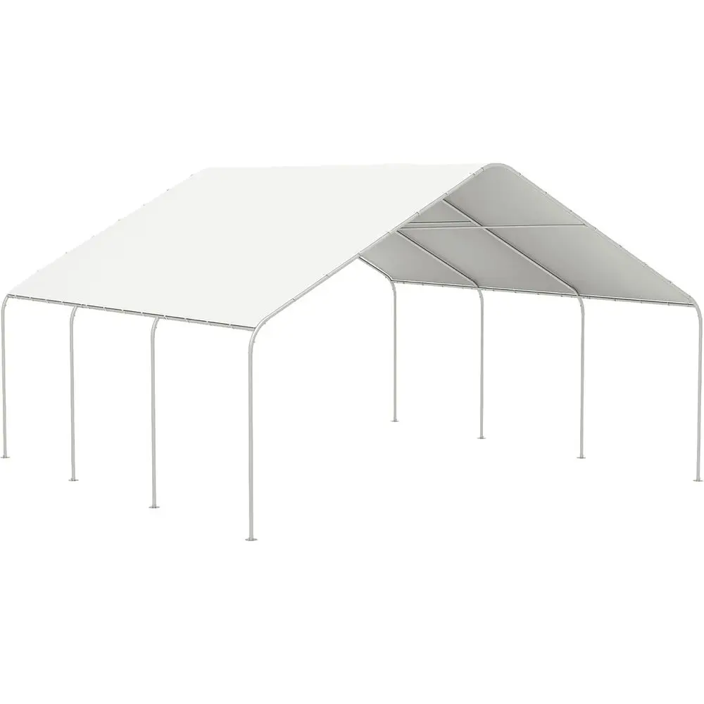 

Heavy-Duty 19' x 19.5' Outdoor Carport Tent with 8 Legs, Suitable for Vehicles and Equipment, White