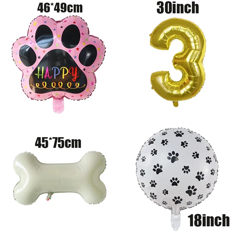 6pcs Pets Dog Paw Bone foil Balloons Let\'s Pawty balloon Party Supplies Paws Prints Balloons Dog Birthday Party Decorations