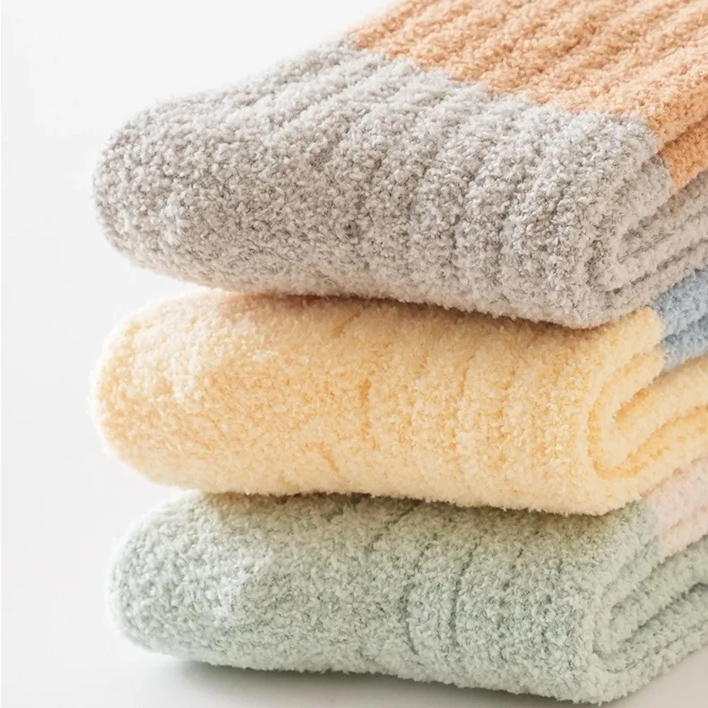 

3 пары мягких коралловых флисовых носков для детей 0-3 лет, термоноски, толстые носки средней длины, свободные зимние носки