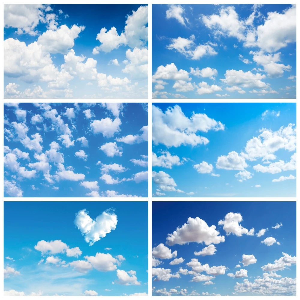 

Blue Sky White Cloud Scenery Backdrop Natural Landscape Baby Shower Birthday Party Decor Photography Background Photo Studio