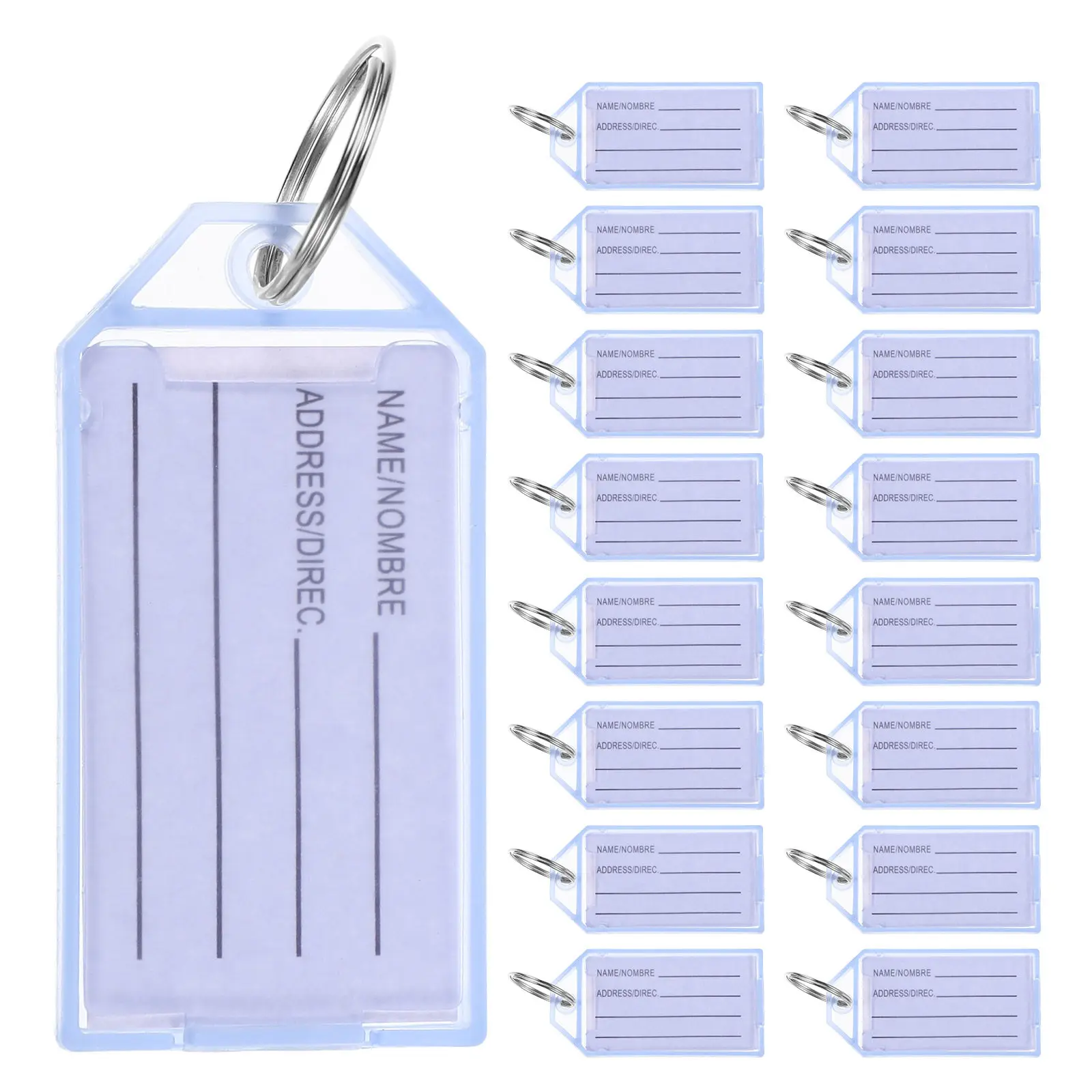 30Pcs Plastic Key Tags with Ring Flip Cover Writeable Identification Labels for Keys Suitcase Luggage Bag Backpack School Travel