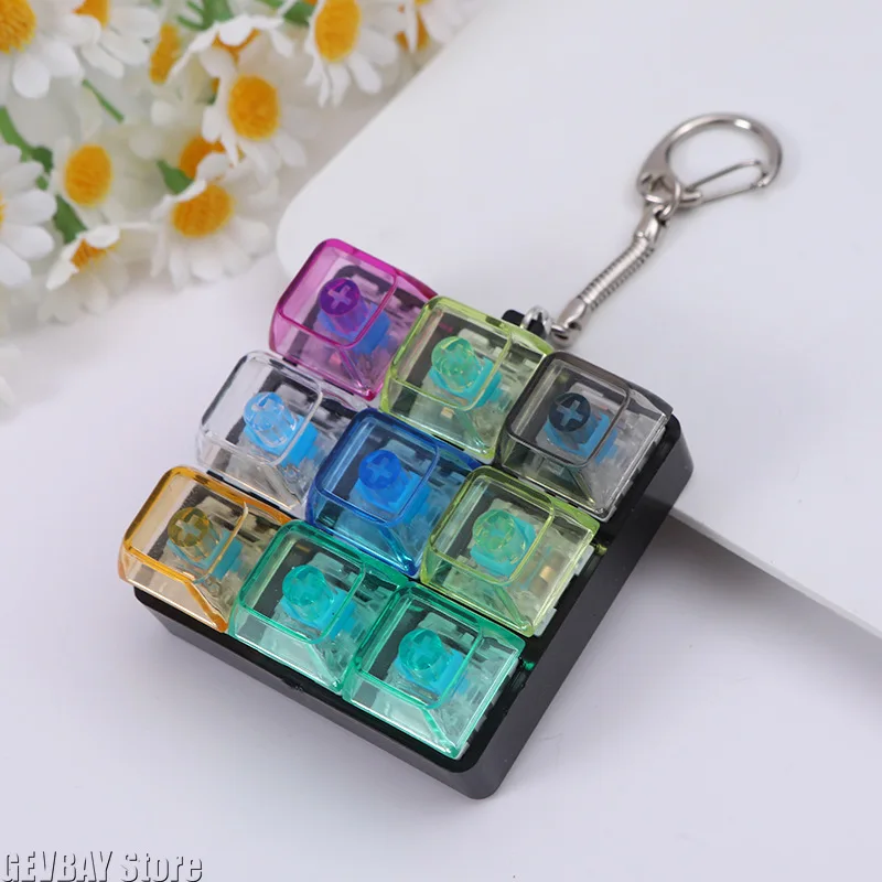 

9 Keys Keyboard Fidget Keychain Antistress Keyboard Button Fingertip Key Cap Pendant Stress Relief Toys for Children Adults Gift