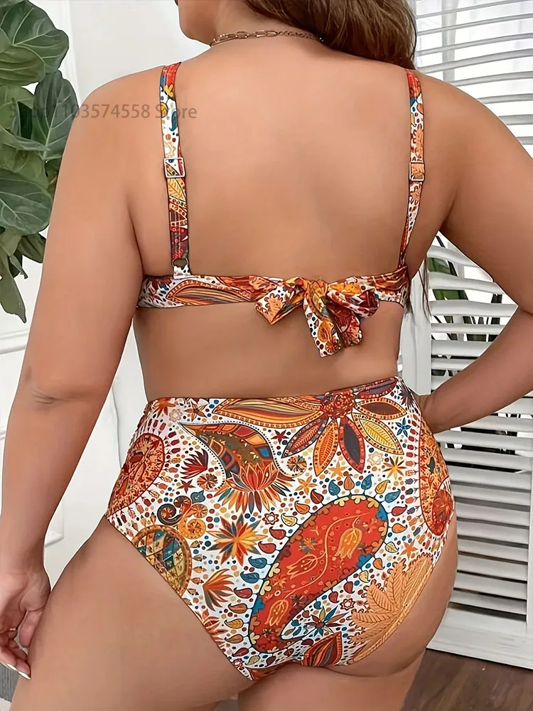 Bikini de cintura alta para mujer, traje de baño de gran tamaño, ropa de playa