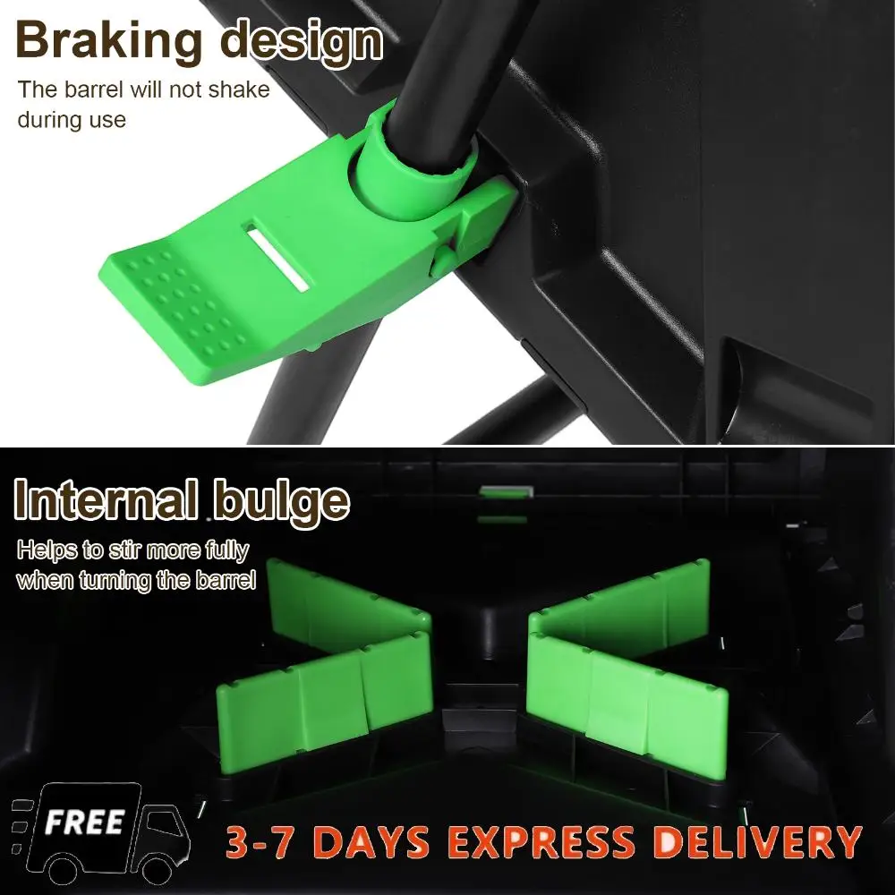 

Двухкамерный объем 140 л 360 ° Вращающийся большой композитор, быстрая сборка, быстродействующий стакан для компоста с раздвижной дверью для патио/сада/двора