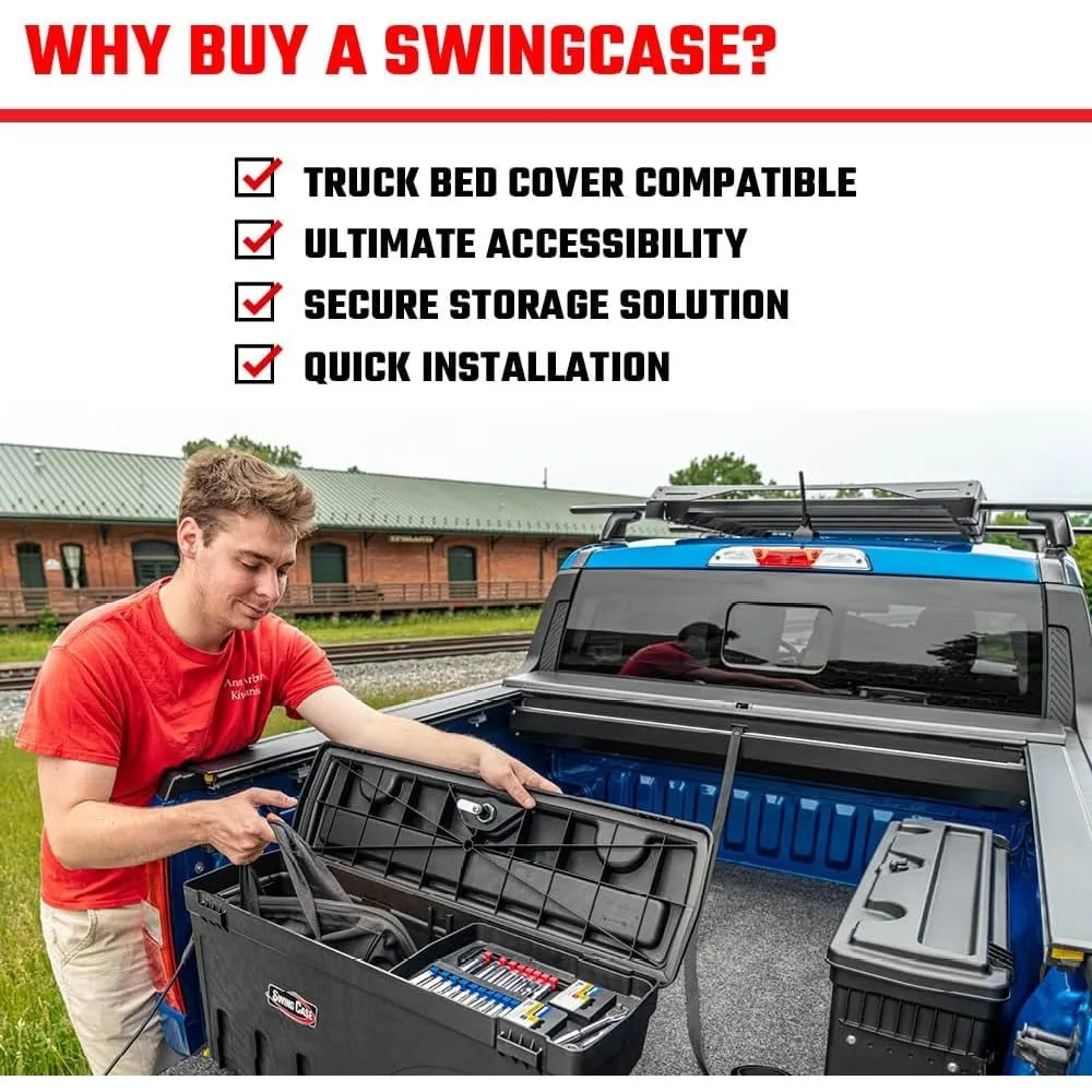 Black Driver's Side Truck Bed Storage Box - Waterproof, Strong, Durable, Compact, Safe, Useful, Convenient