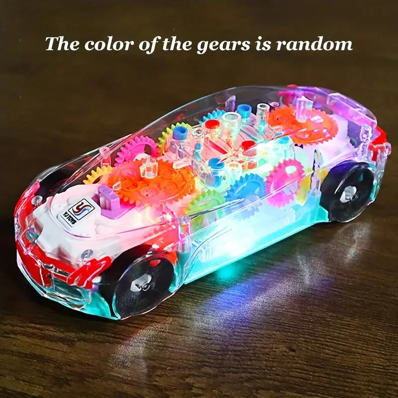 Transparent Gear Toy Car Color Light Electric Music Universal Concept Car, Universal Driving Car Children\'s Toy Car Children\'s B