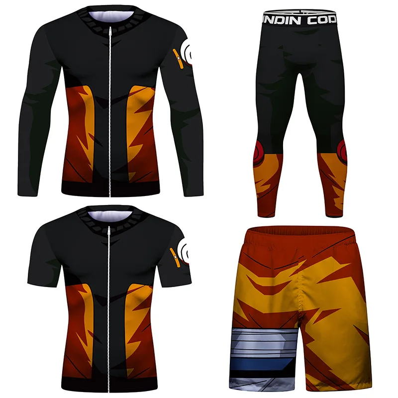 Sport Sets Men MMA Rashguard Jiu Jitsu T shirt+Pants BJJ Boxing Jerseys KickBoxing Muay Thai Shorts Tights Fitness Trained Suits