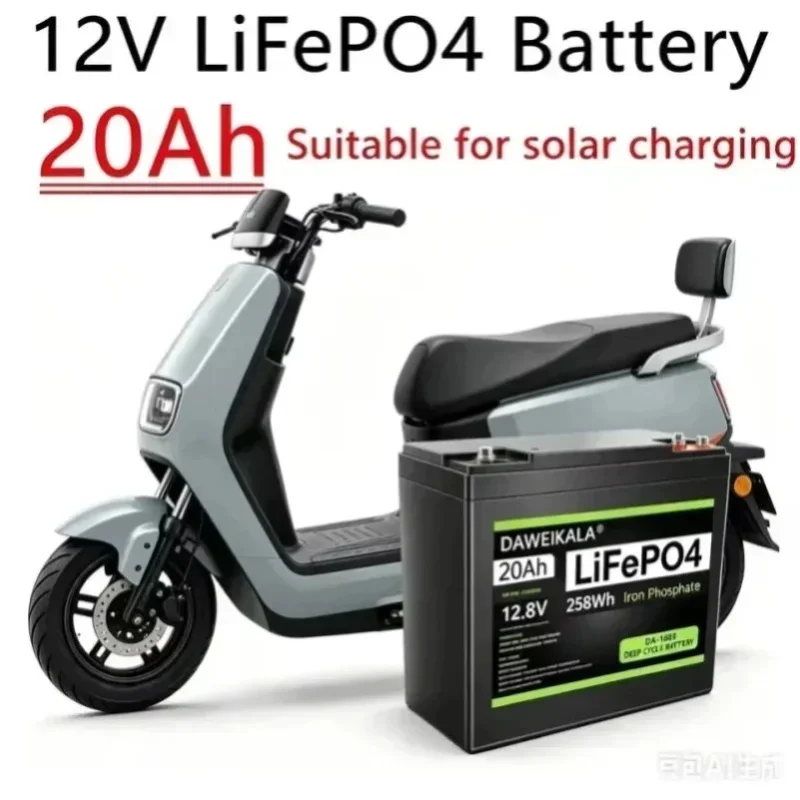 12V 20Ah LiFePO4 Deep-Cycle wiederaufladbare Lithium-Eisenphosphat-Batterie, eingebauter BMS-Schutz, Ersatzbatterie mit großer Kapazität für Boote, Marine-Motoren, Kinder-Elektro-Scooter, steuerfrei