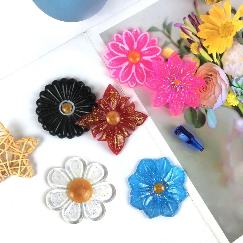 DIY Keychain Epoxy Resin Molds Diamond-shaped Windmill Flower Decors Semi-3D Hanging Ornament Silicone Mold