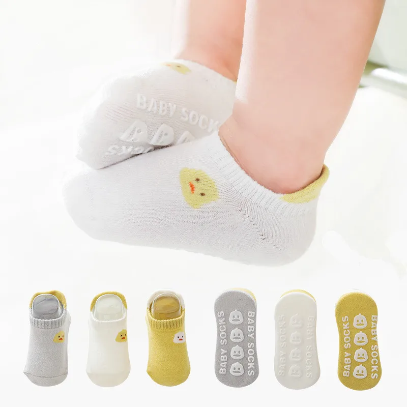 0-5Y 3Pairs Baby toddler socks combed cotton comfortable cartoon children socks silicone non-slip thin baby home floor socks