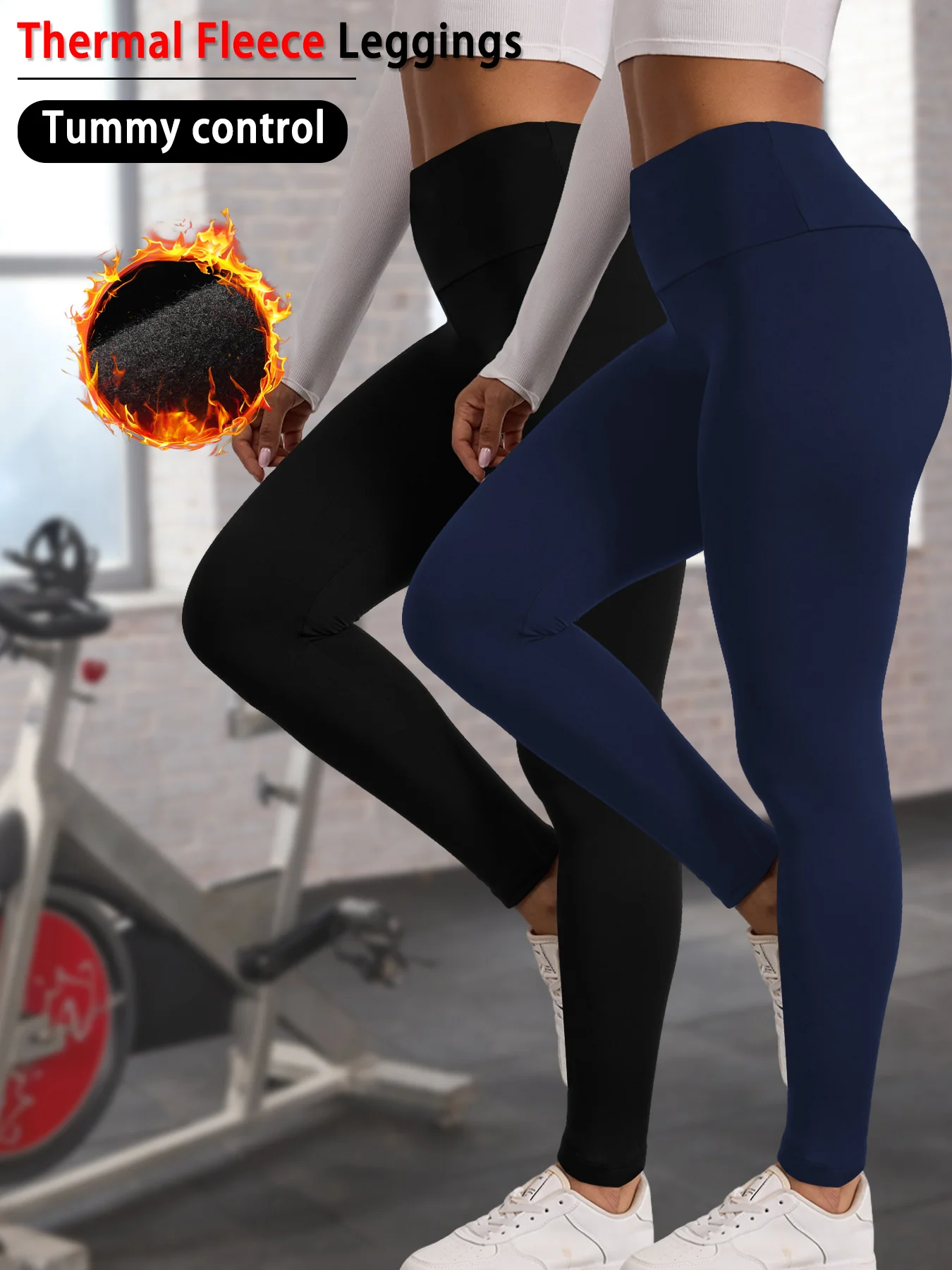 

2 pack leggings for women featuring fleece lining and high waist design. Perfect for winter running and outdoor workout comfort